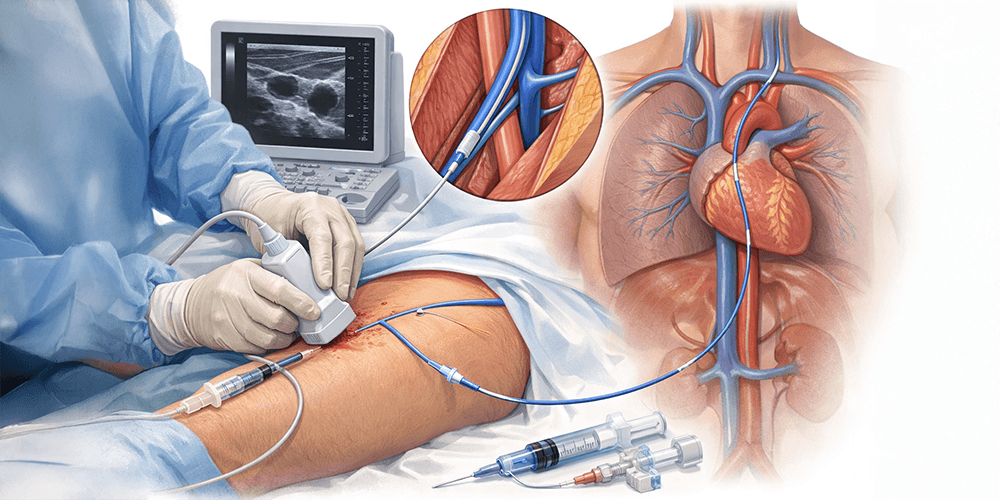 Femorally inserted central catheter insertion procedure